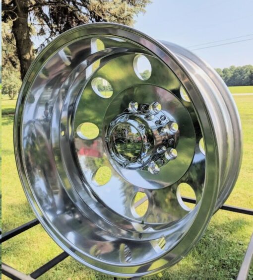 4) 17"X6.5 DODGE RAM 3500 8 LUG "ALCOA STYLE" DUALLY POLISHED WHEELS NEW W/LUGS - Image 2
